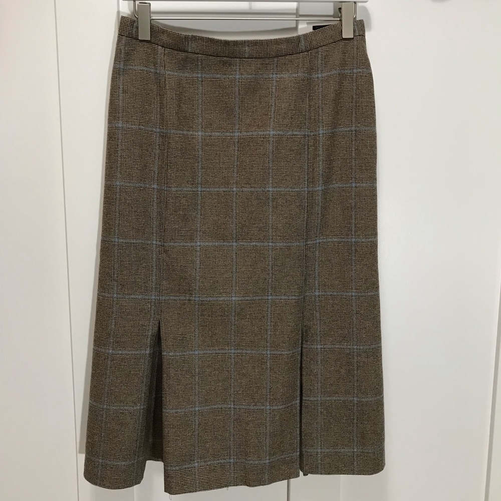 French Connection pleated wool plaid skirt 6